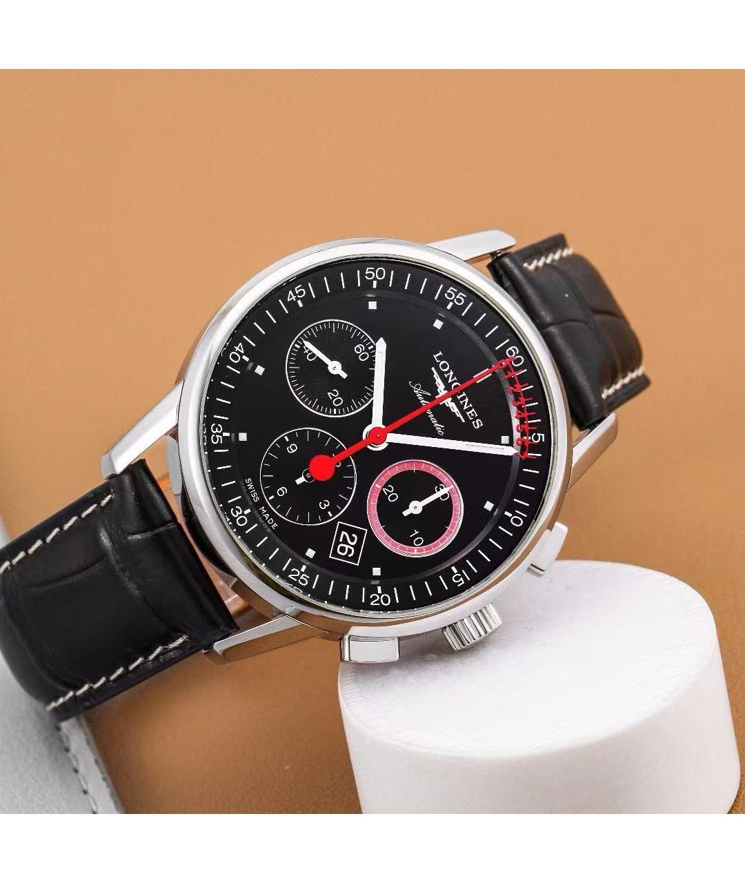 LONGINES Черные часы, фото 3