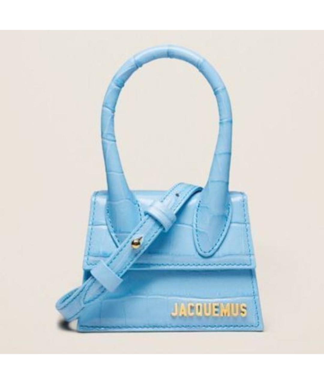 JACQUEMUS Голубая кожаная сумка с короткими ручками, фото 5