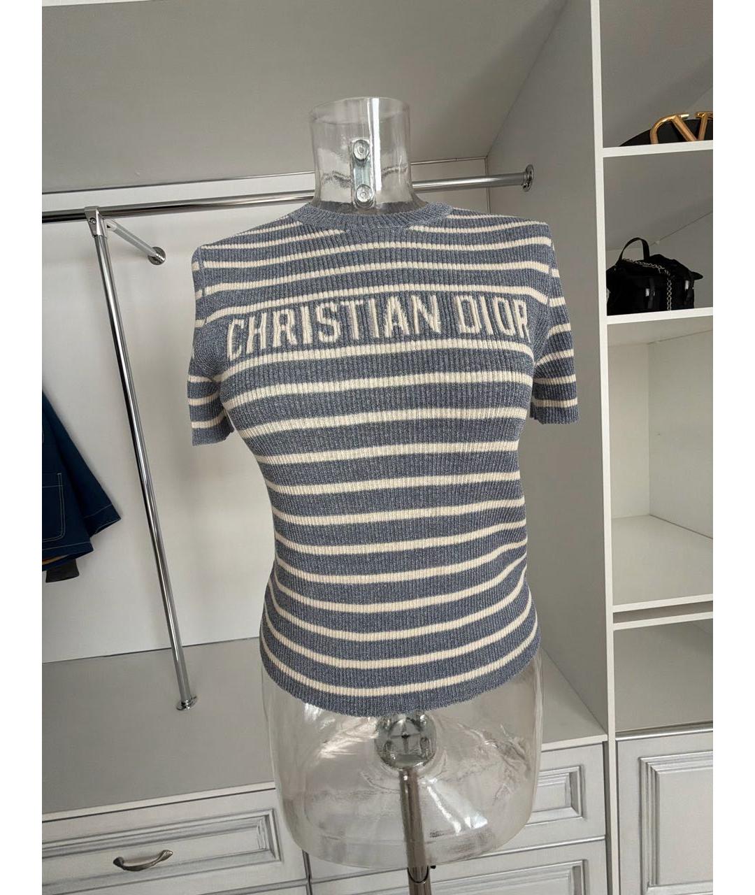 CHRISTIAN DIOR Голубой льняной джемпер / свитер, фото 7