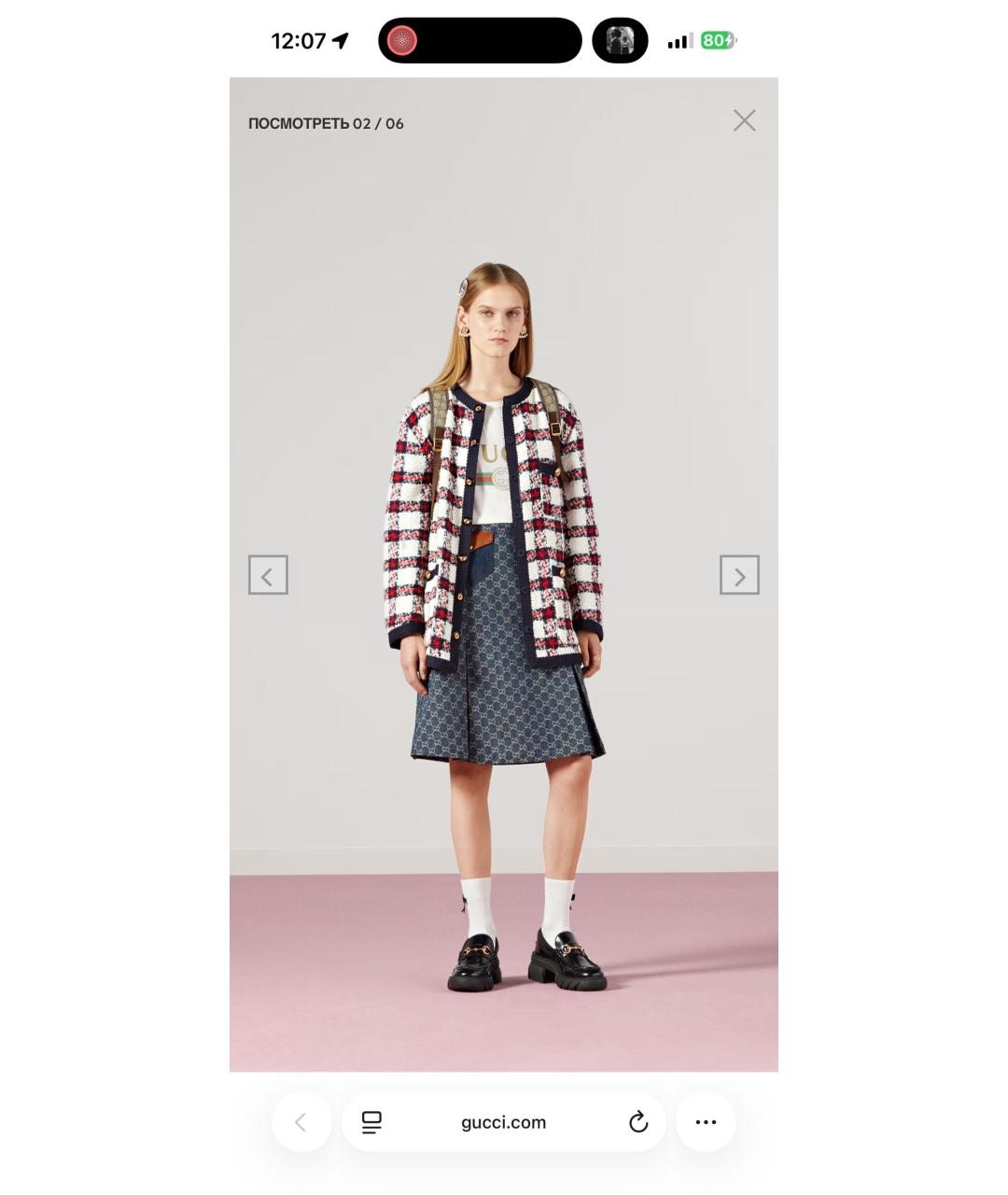 GUCCI Белая хлопковая футболка, фото 8