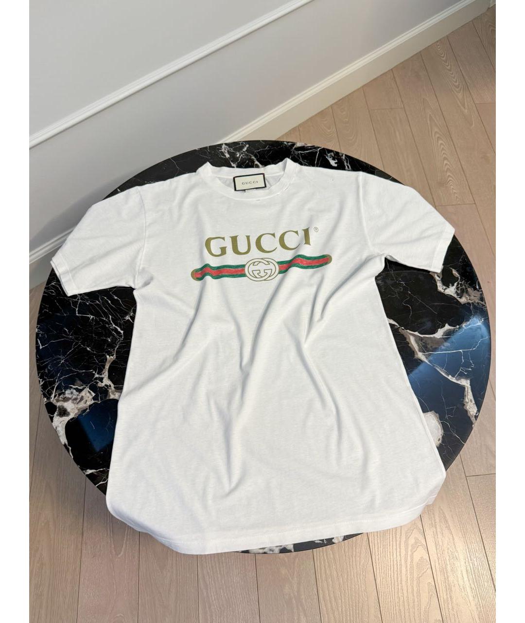 GUCCI Белая хлопковая футболка, фото 9