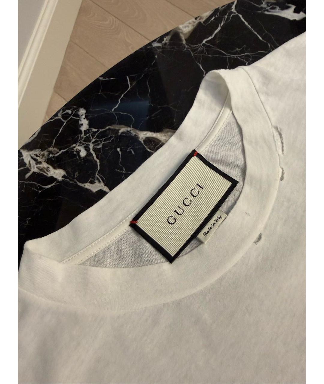GUCCI Белая хлопковая футболка, фото 2