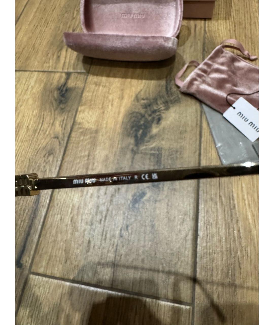 MIU MIU Золотые металлические солнцезащитные очки, фото 8