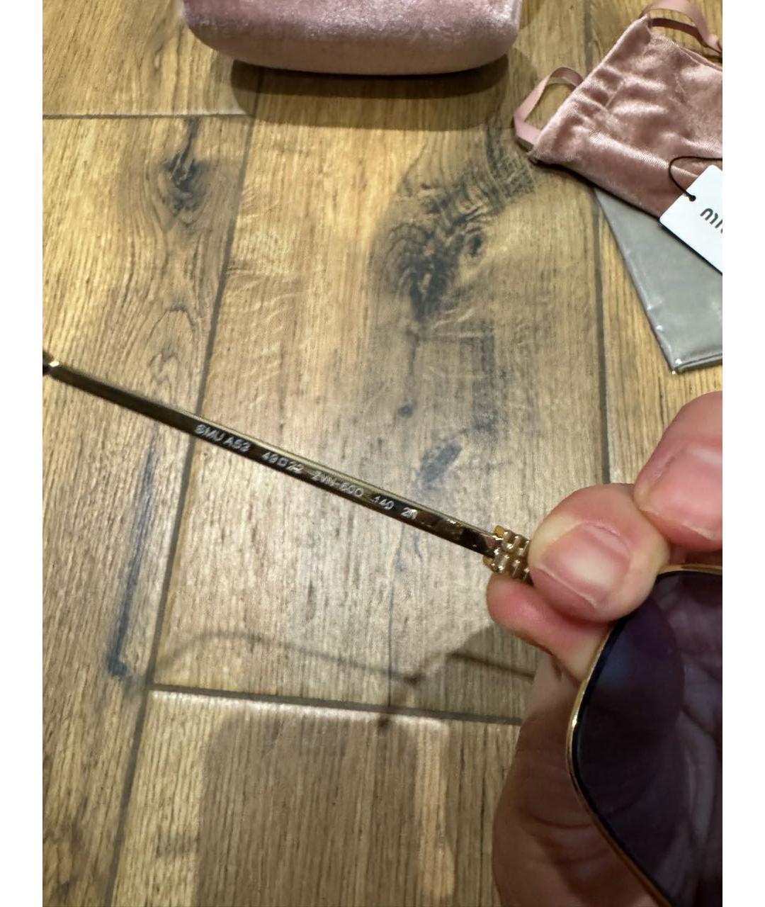 MIU MIU Золотые металлические солнцезащитные очки, фото 7