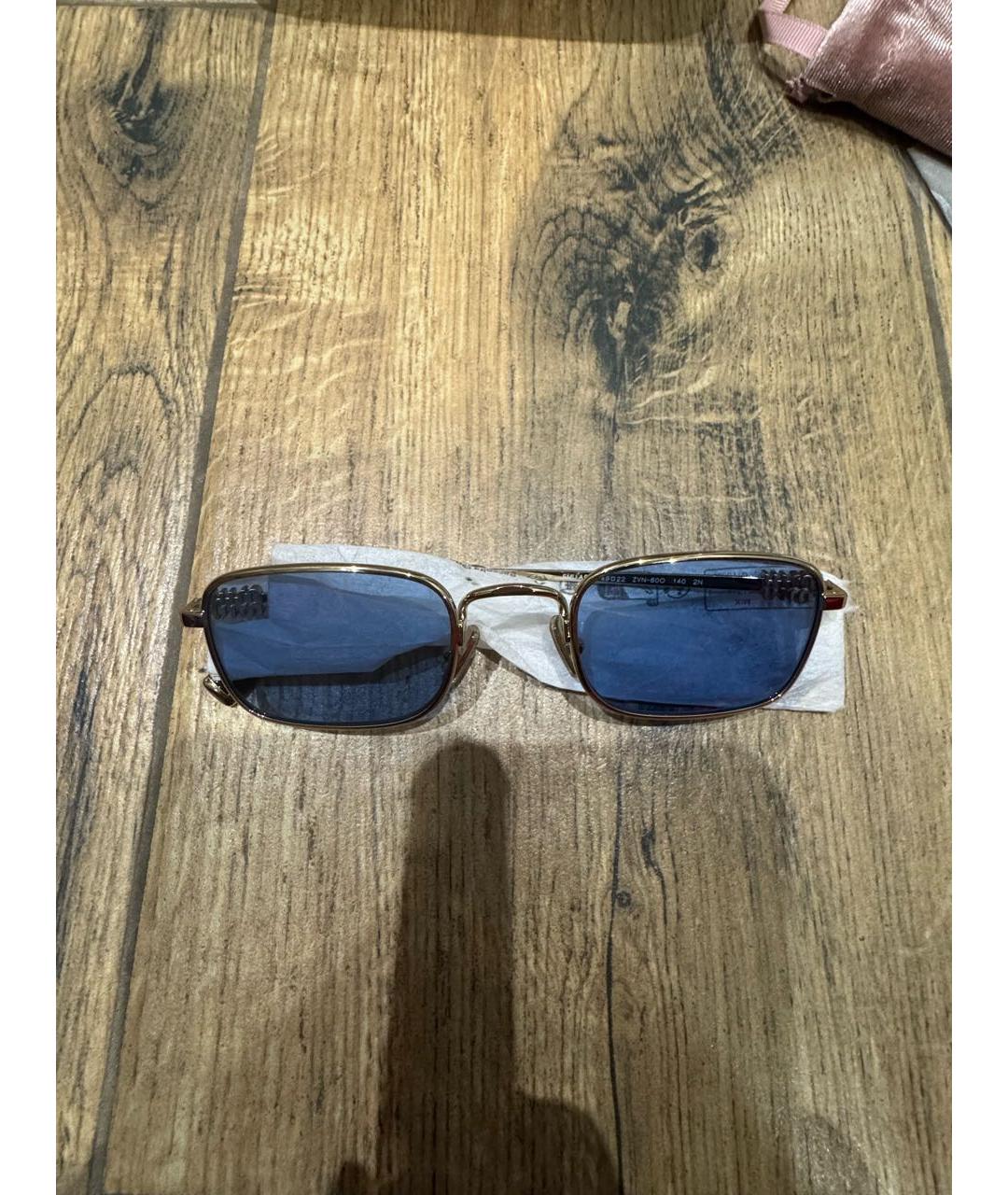 MIU MIU Золотые металлические солнцезащитные очки, фото 2