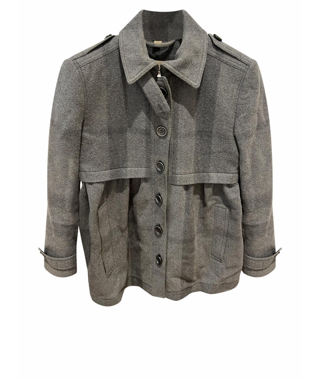 BURBERRY Серое шерстяное пальто, фото 1