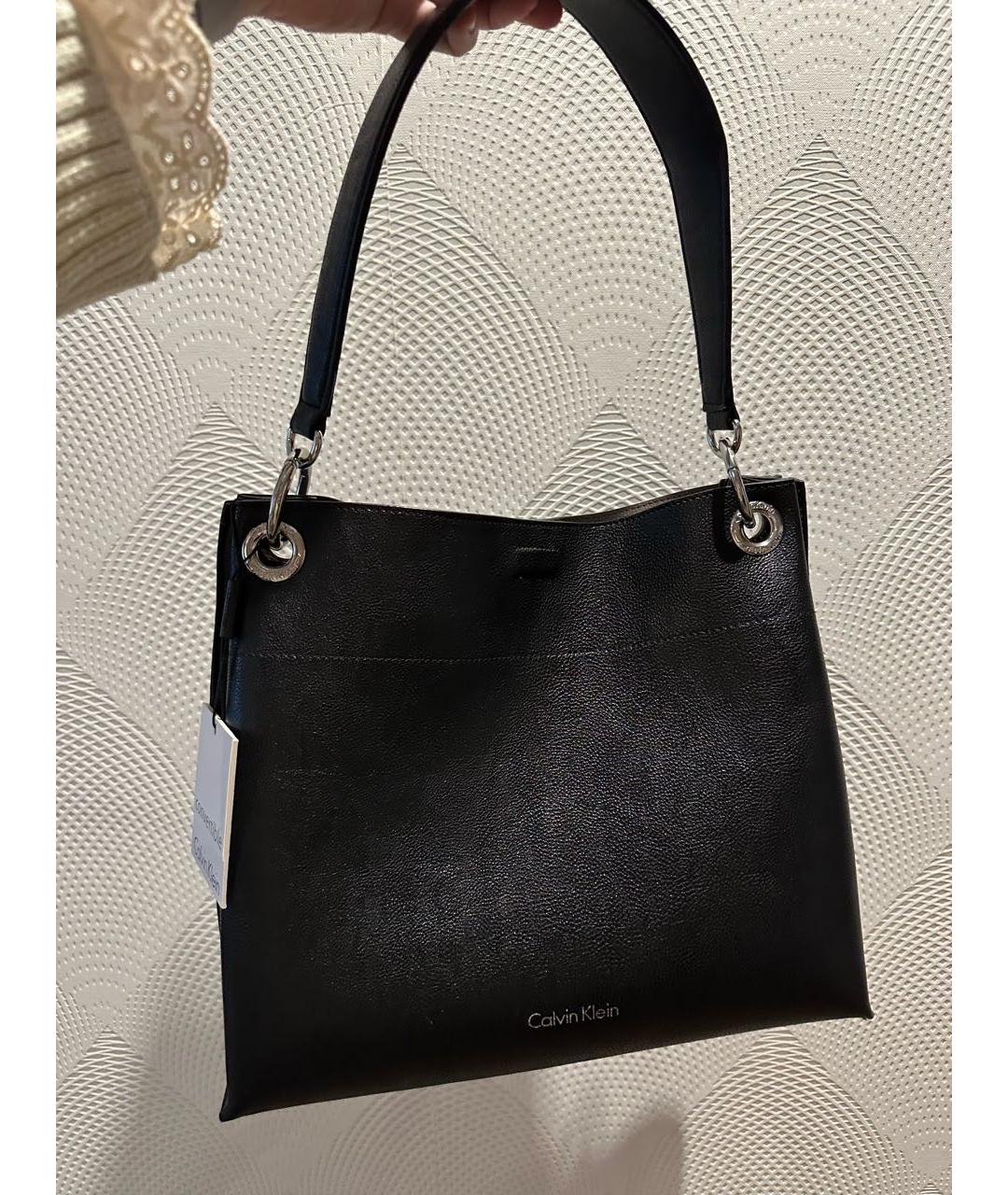 CALVIN KLEIN Черная сумка тоут из искусственной кожи, фото 7