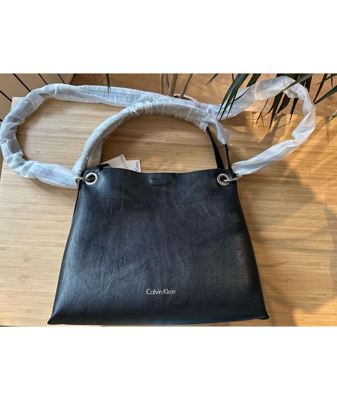 CALVIN KLEIN Черная сумка тоут из искусственной кожи, фото 8