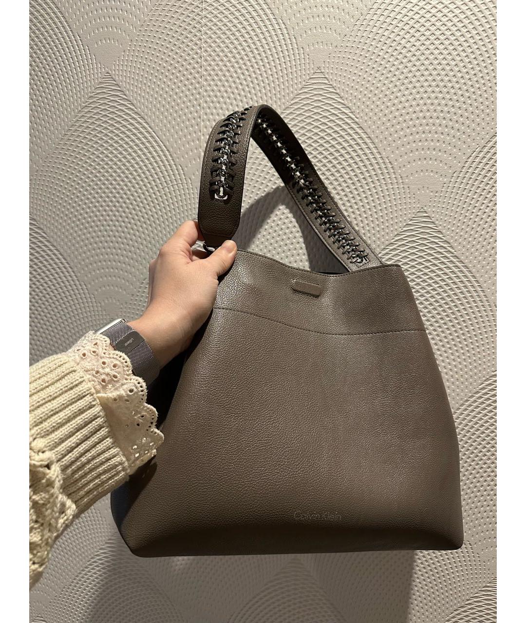 CALVIN KLEIN Черная сумка тоут из искусственной кожи, фото 6
