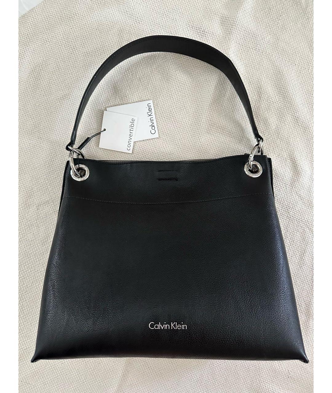 CALVIN KLEIN Черная сумка тоут из искусственной кожи, фото 9