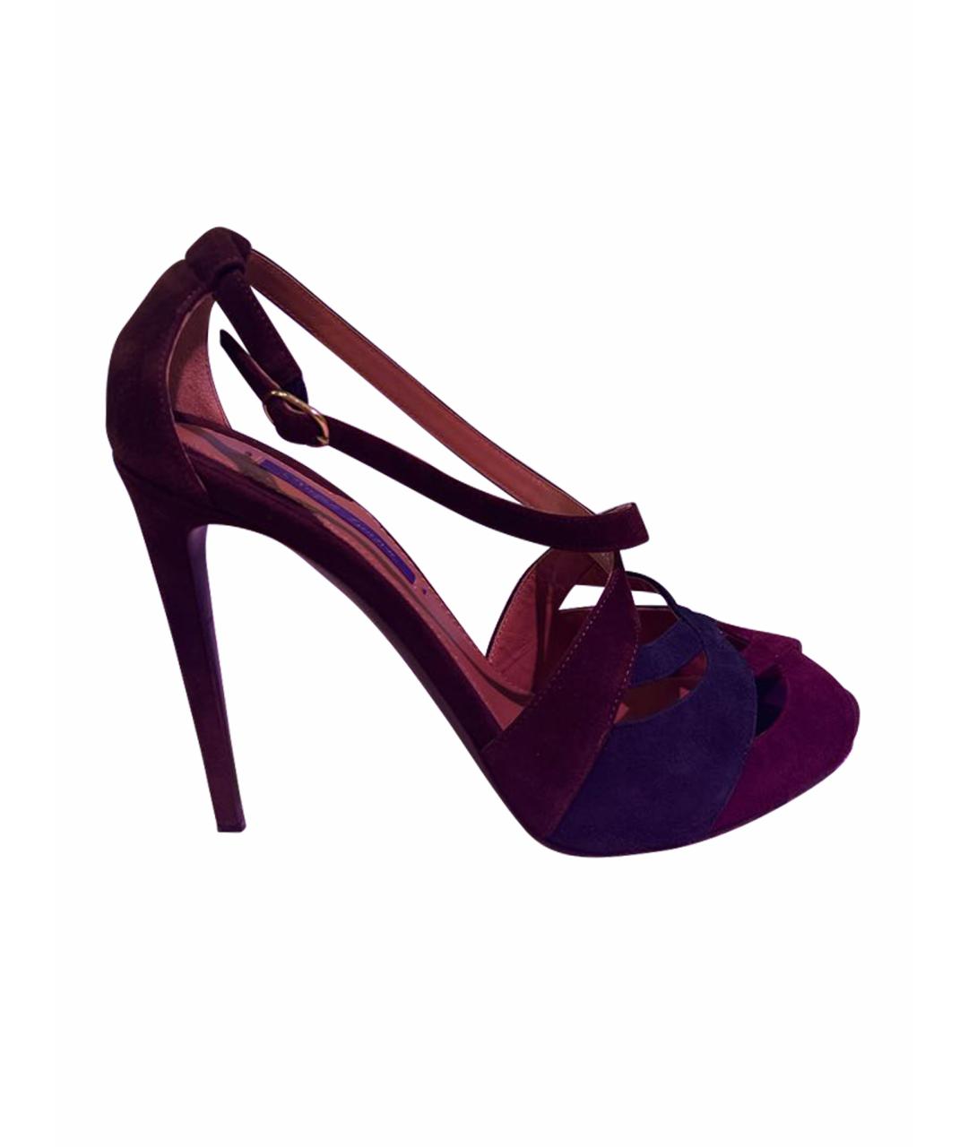 RALPH LAUREN PURPLE LABEL Бордовые замшевые босоножки, фото 6