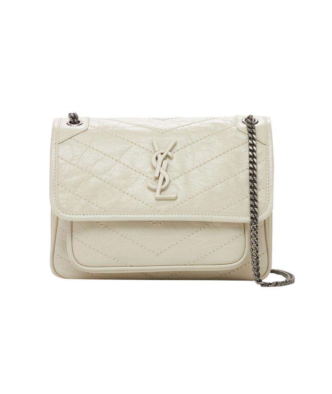 SAINT LAURENT Бежевая кожаная сумка через плечо, фото 1