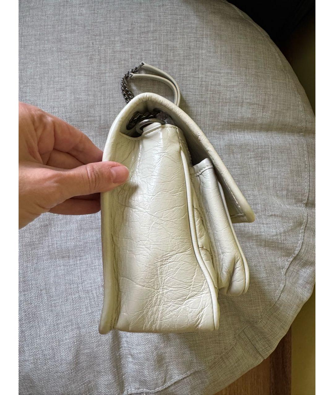 SAINT LAURENT Бежевая кожаная сумка через плечо, фото 3