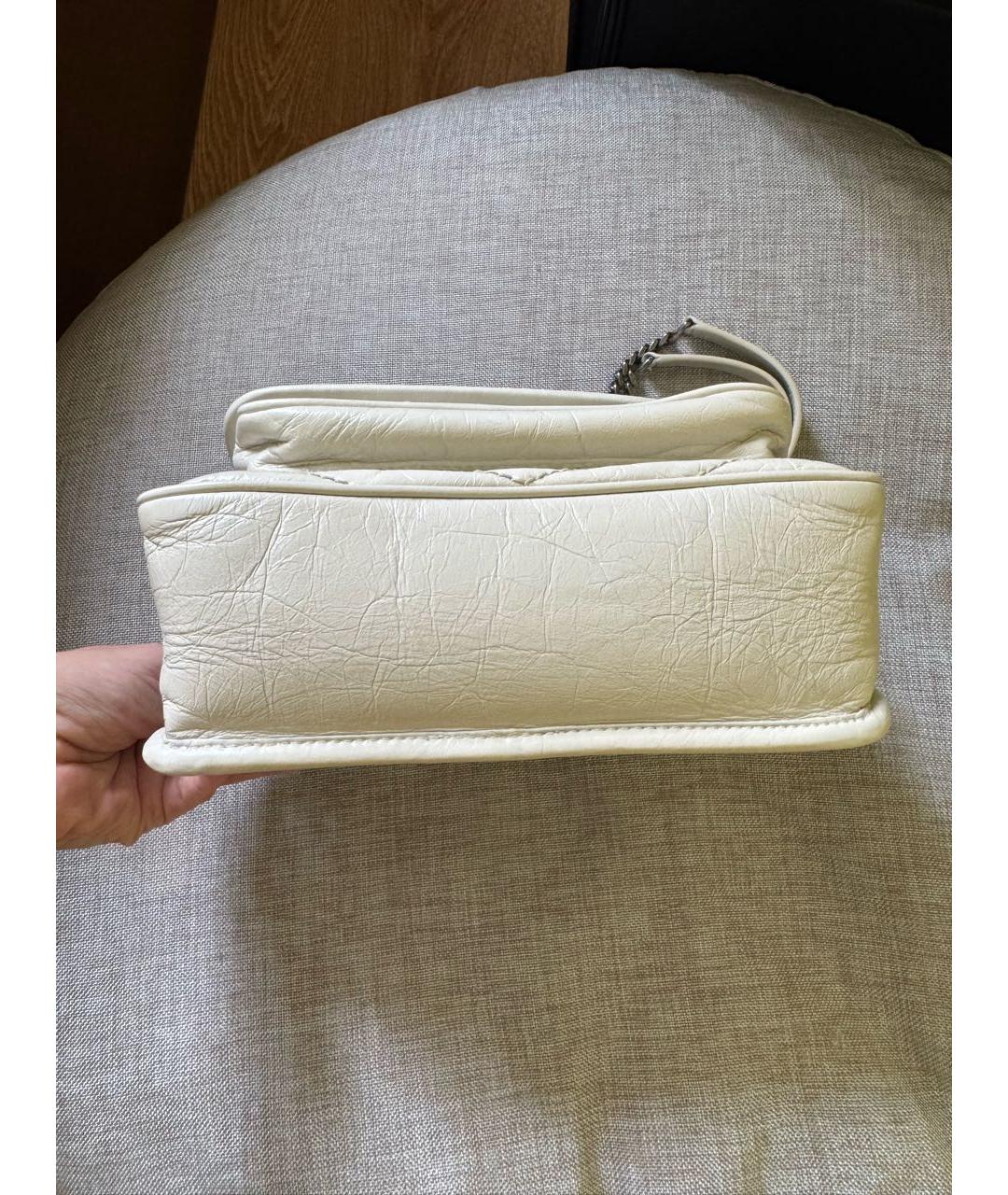 SAINT LAURENT Бежевая кожаная сумка через плечо, фото 4