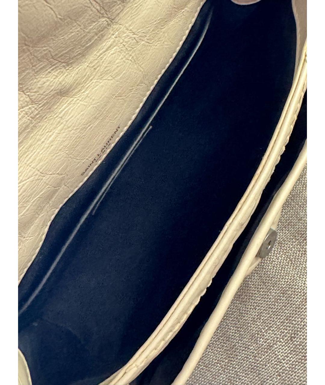 SAINT LAURENT Бежевая кожаная сумка через плечо, фото 7