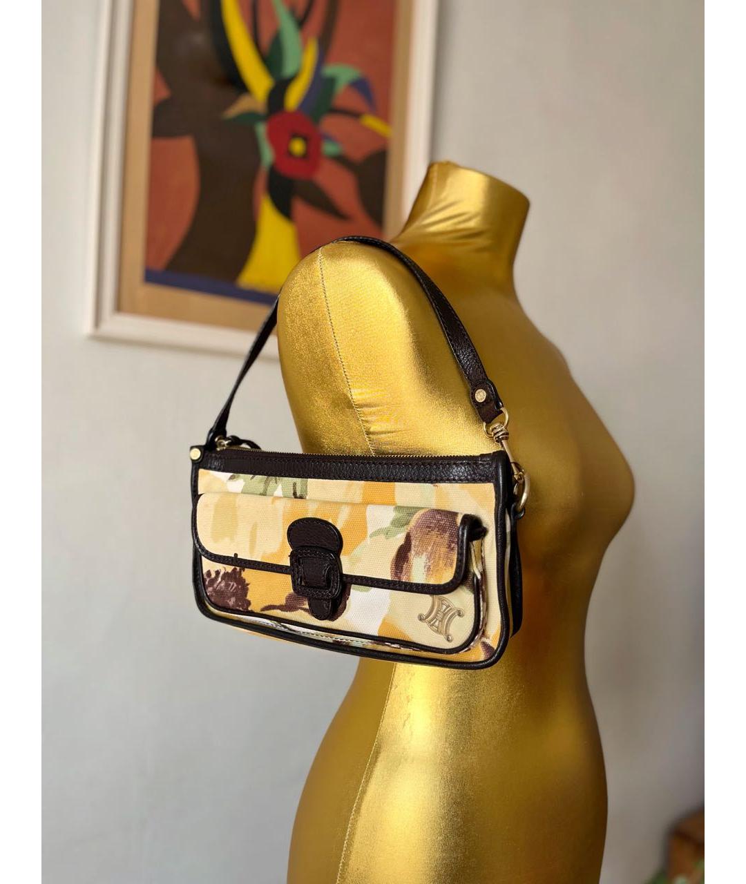 CELINE Бежевая тканевая сумка через плечо, фото 8