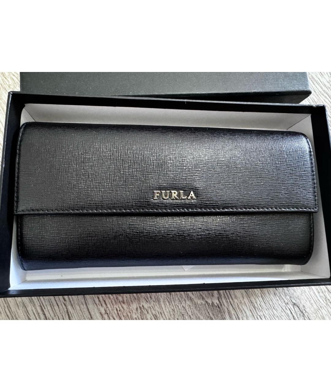 FURLA Черный кожаный кошелек, фото 9