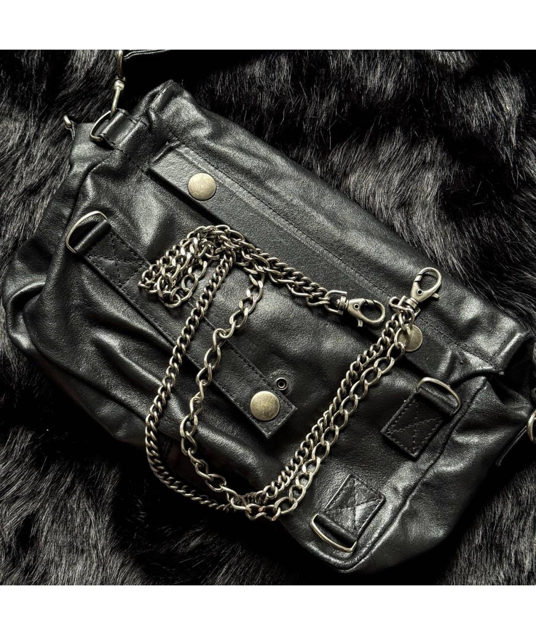ANN DEMEULEMEESTER Черная кожаная сумка через плечо, фото 2