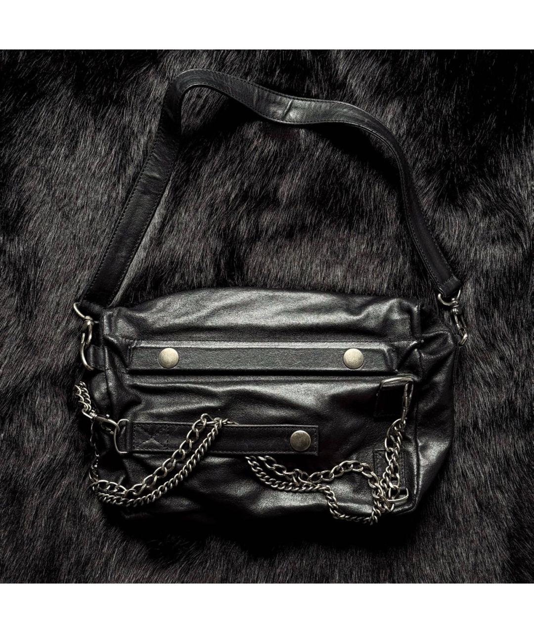 ANN DEMEULEMEESTER Черная кожаная сумка через плечо, фото 4