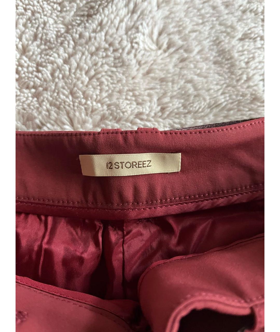 12 STOREEZ Бордовые полиамидовые прямые брюки, фото 4