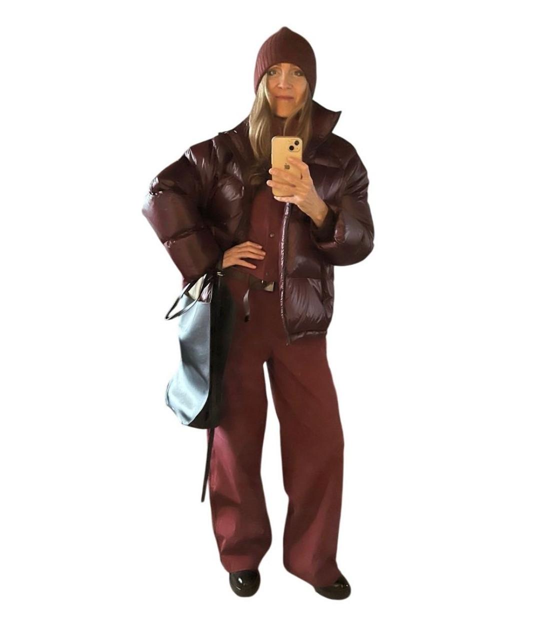 12 STOREEZ Бордовые полиамидовые прямые брюки, фото 8