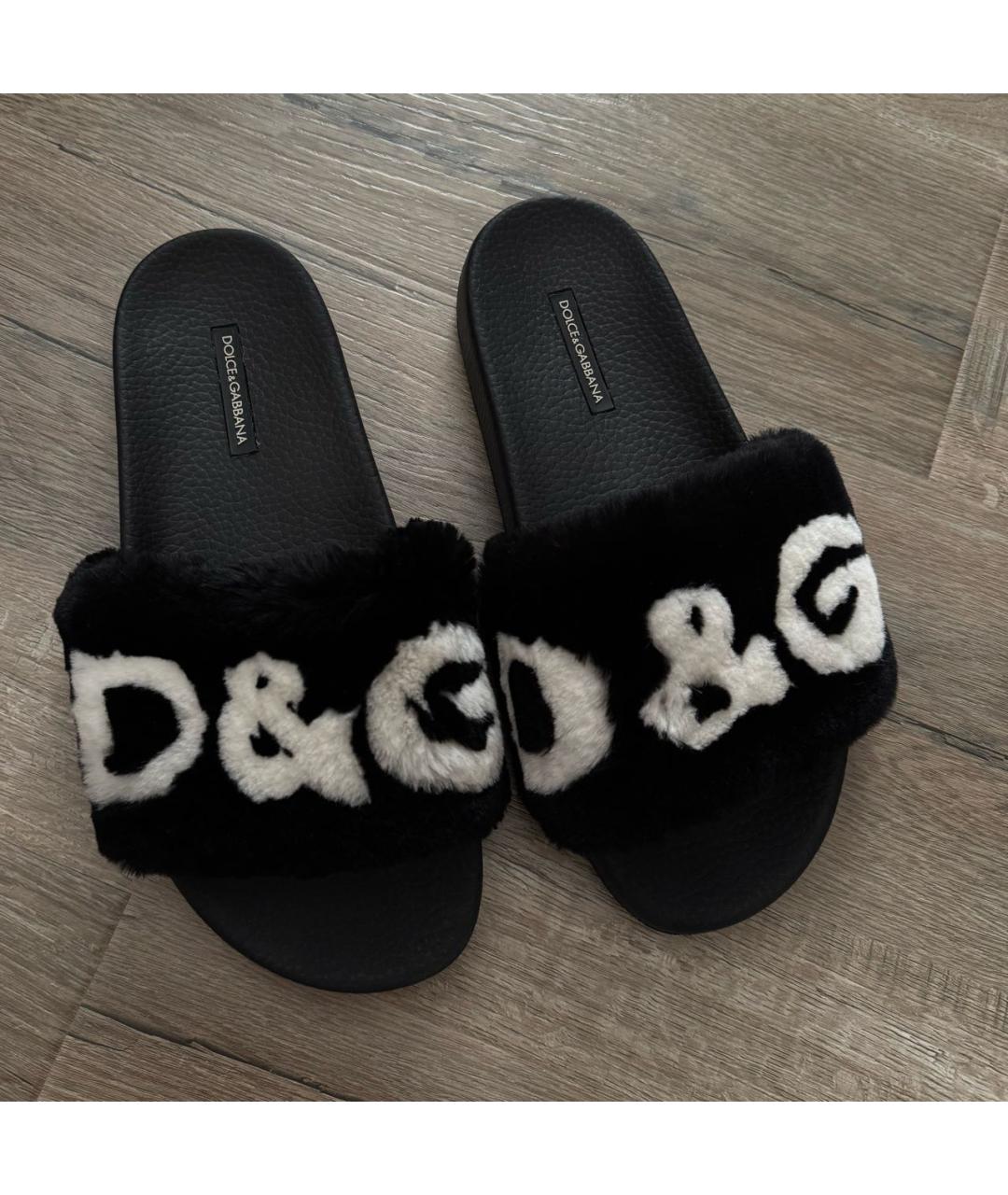 DOLCE&GABBANA Черные шлепанцы, фото 5
