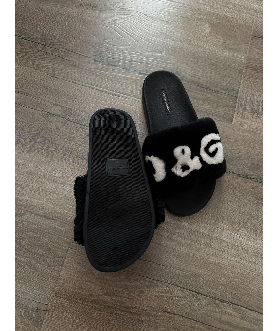 DOLCE&GABBANA Черные шлепанцы, фото 3