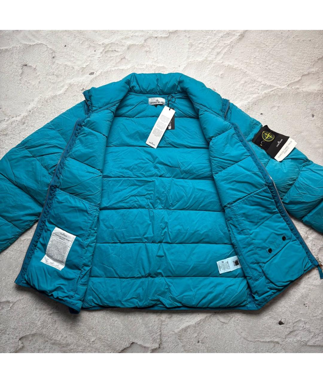 STONE ISLAND Бирюзовый пуховик, фото 4