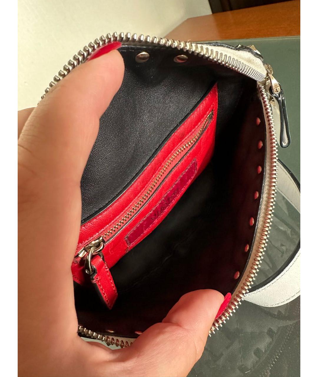 VALENTINO Белая кожаная поясная сумка, фото 8