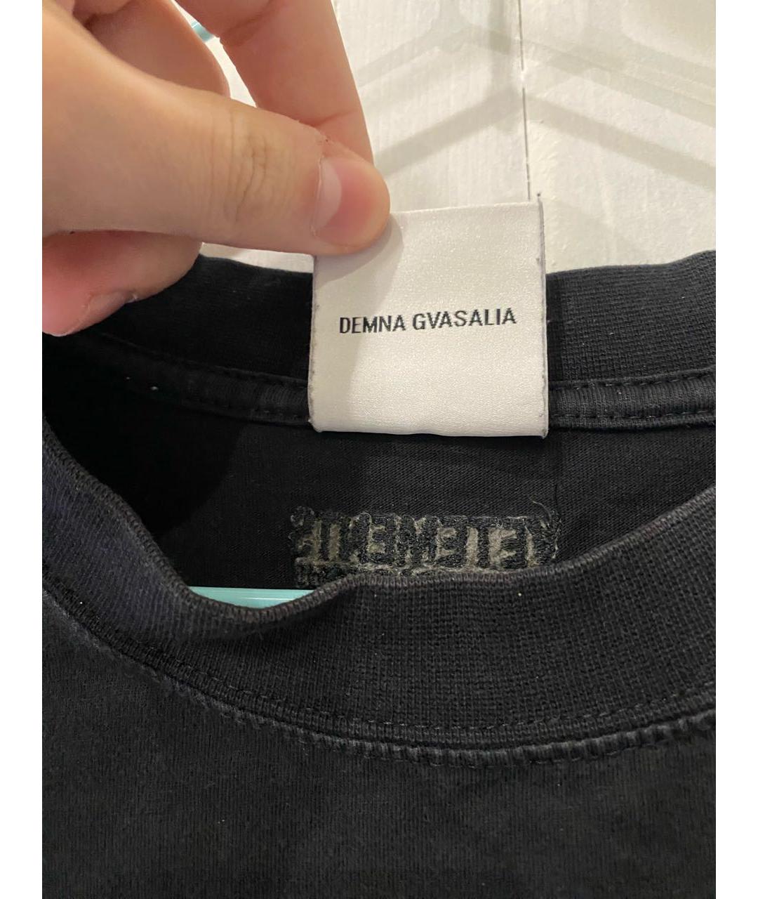 VETEMENTS Черная хлопковая футболка, фото 5