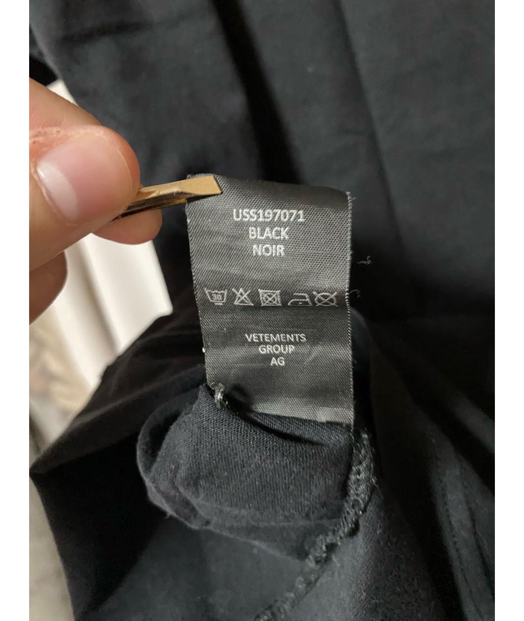 VETEMENTS Черная хлопковая футболка, фото 8