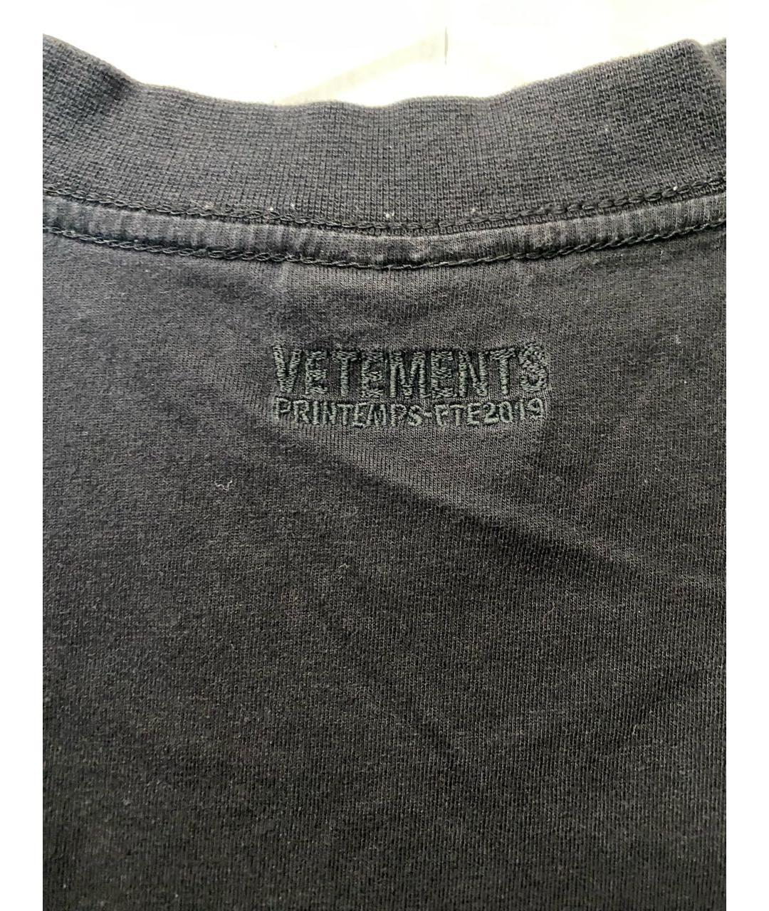 VETEMENTS Черная хлопковая футболка, фото 4