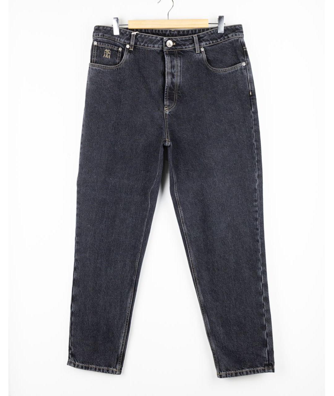 BRUNELLO CUCINELLI Антрацитовые хлопковые джинсы скинни, фото 5