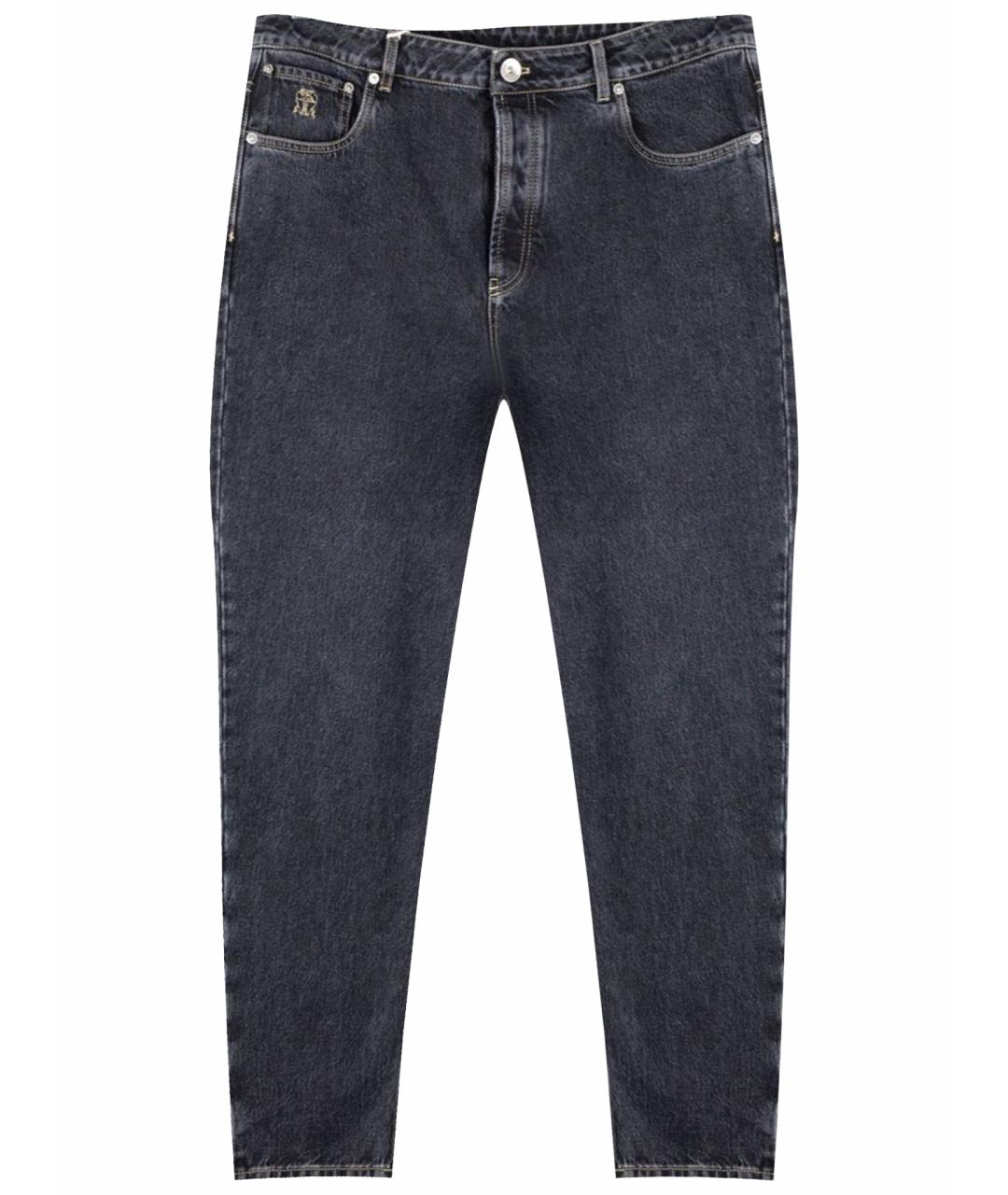 BRUNELLO CUCINELLI Антрацитовые хлопковые джинсы скинни, фото 1
