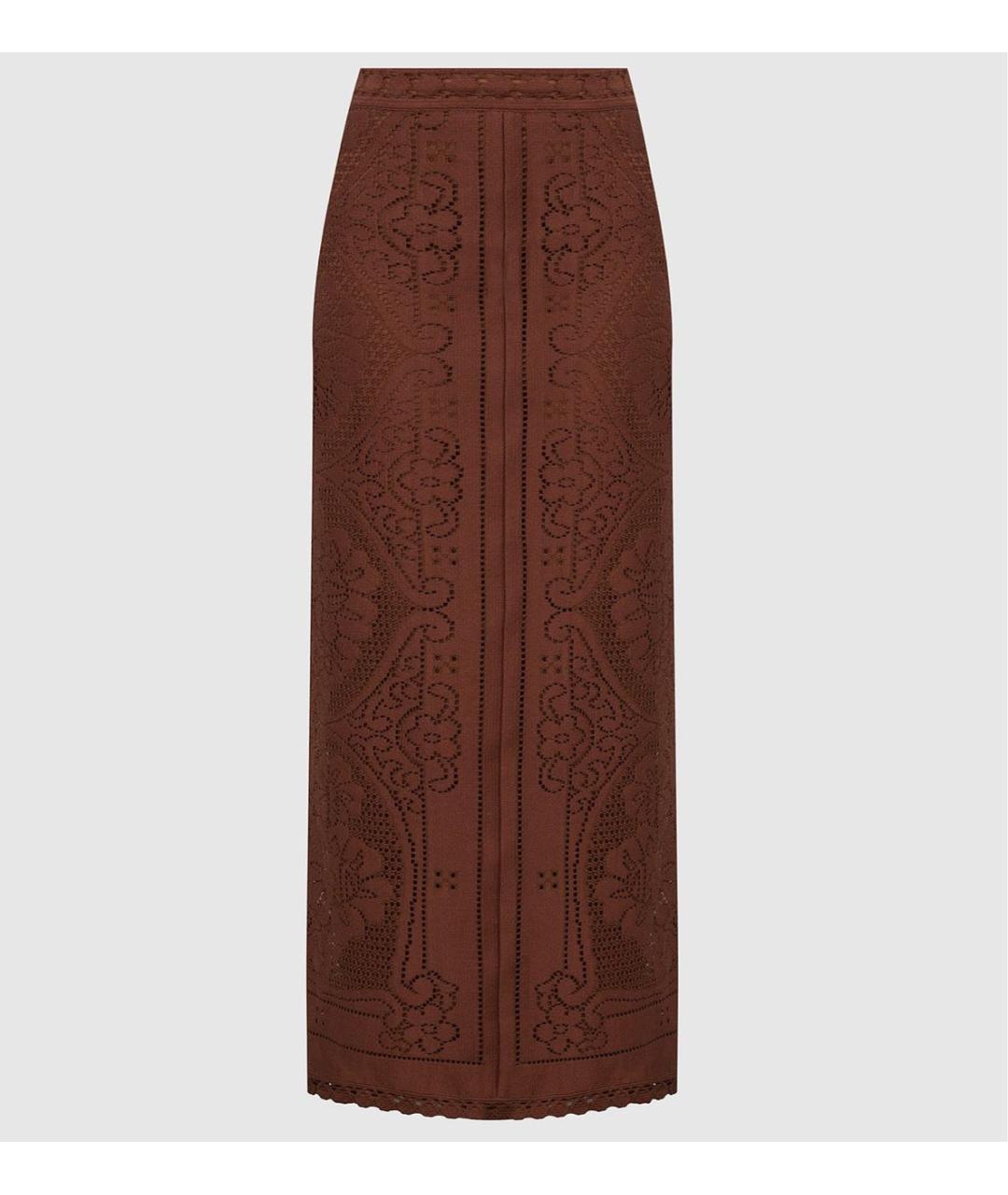 VALENTINO Коричневая хлопковая юбка макси, фото 5