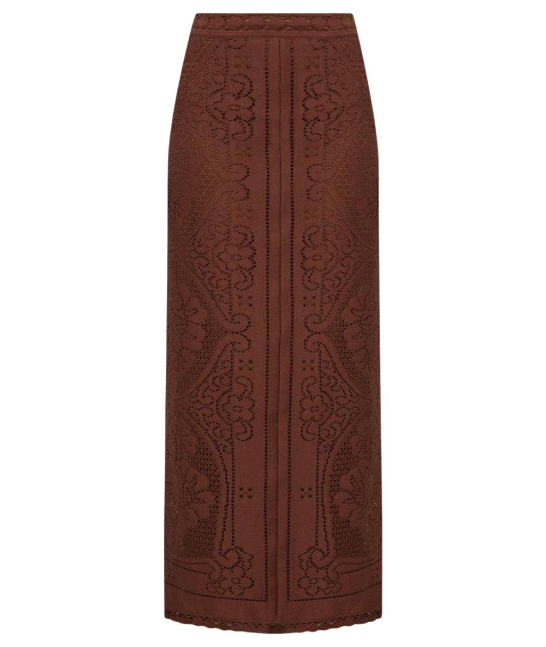 VALENTINO Коричневая хлопковая юбка макси, фото 1