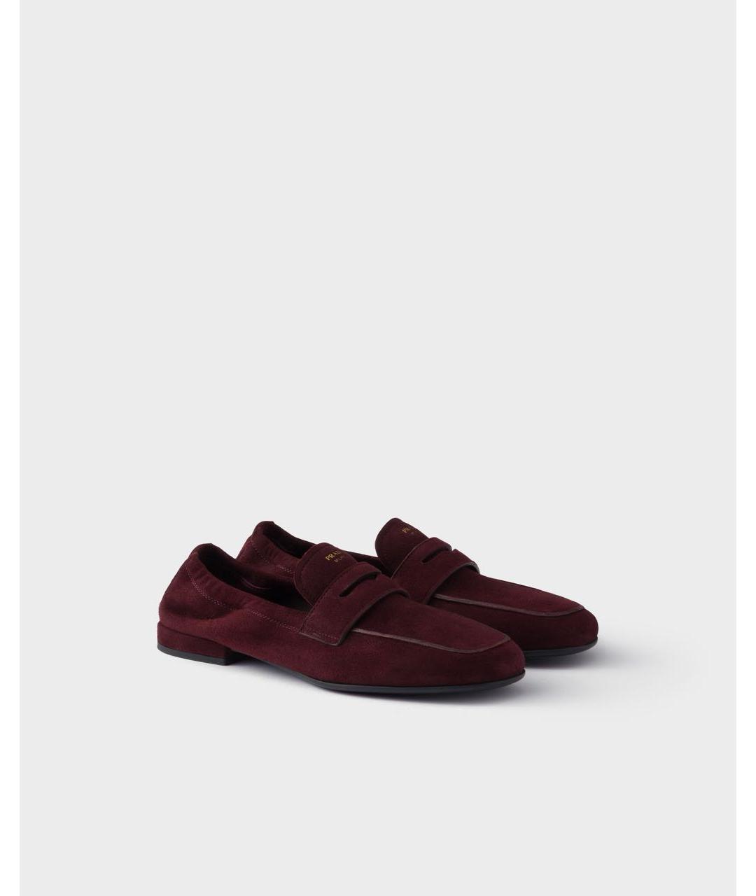 PRADA Бордовые кожаные лоферы, фото 2