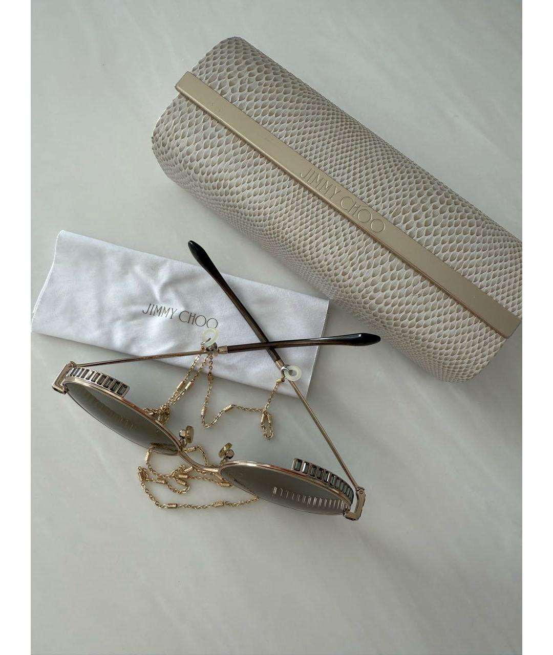 JIMMY CHOO Коричневые металлические солнцезащитные очки, фото 2