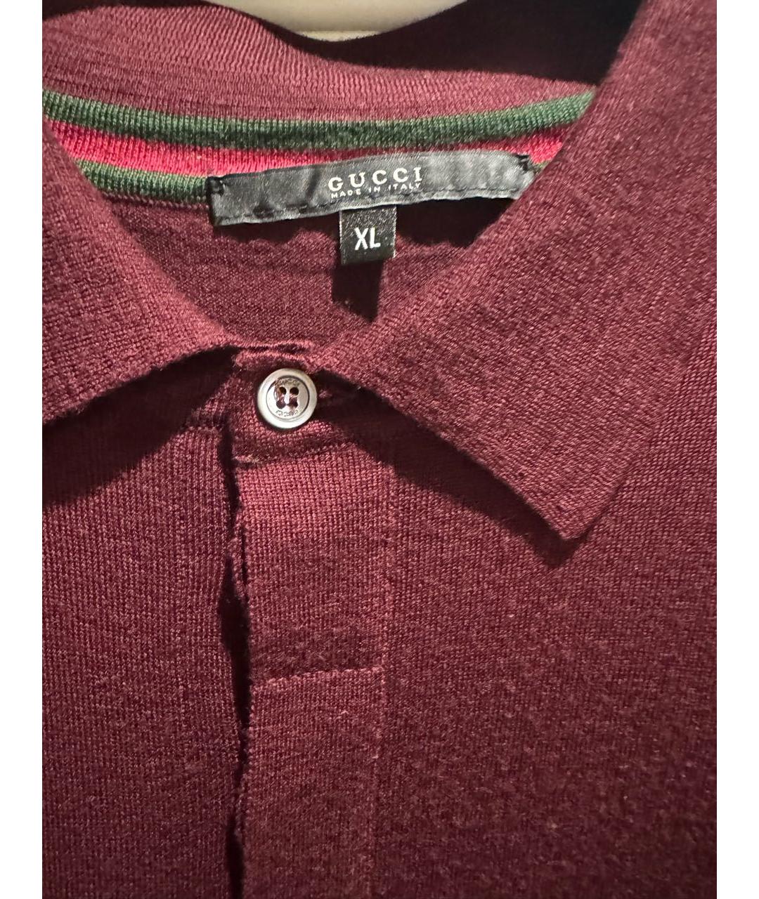 GUCCI Бордовый шерстяной джемпер / свитер, фото 2