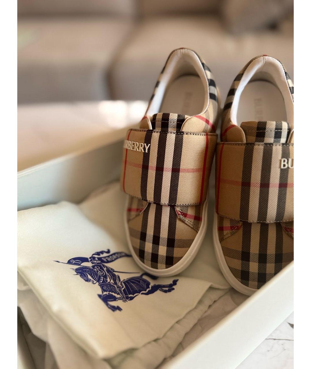 BURBERRY Коричневые кожаные кеды, фото 2