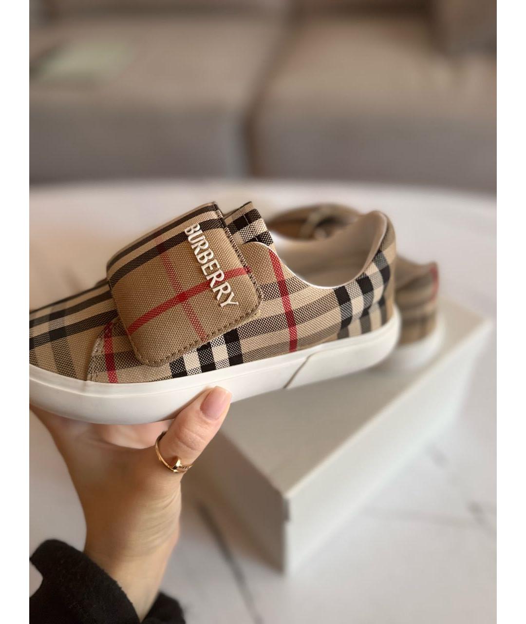BURBERRY Коричневые кожаные кеды, фото 9
