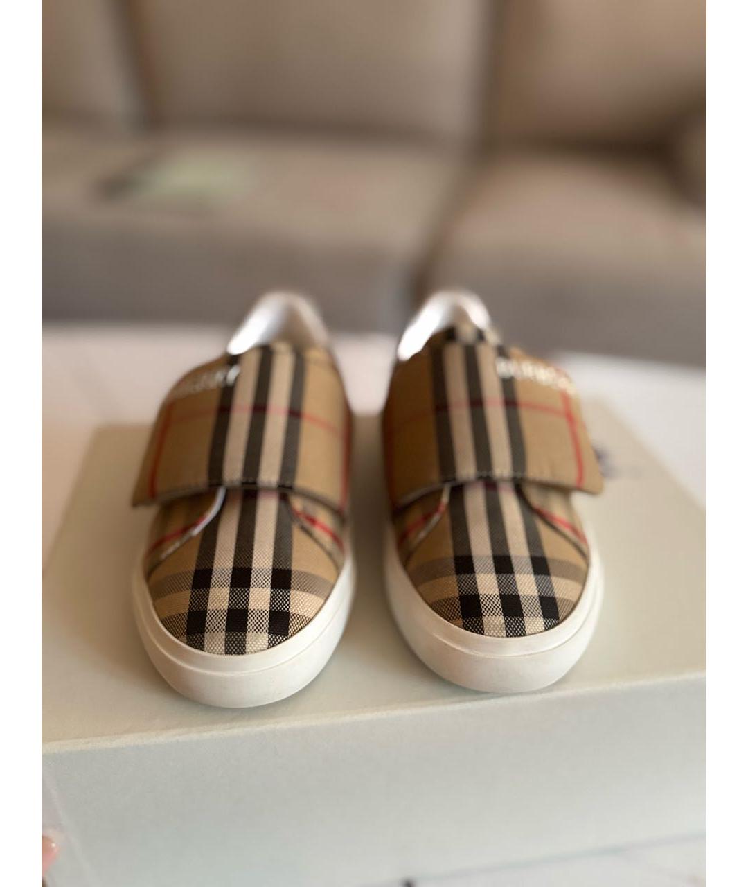 BURBERRY Коричневые кожаные кеды, фото 3