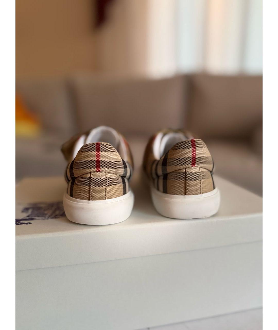 BURBERRY Коричневые кожаные кеды, фото 4