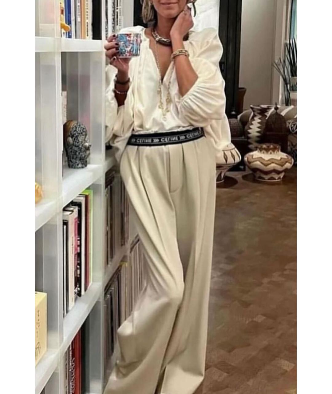 CELINE Бежевые хлопковые брюки широкие, фото 6