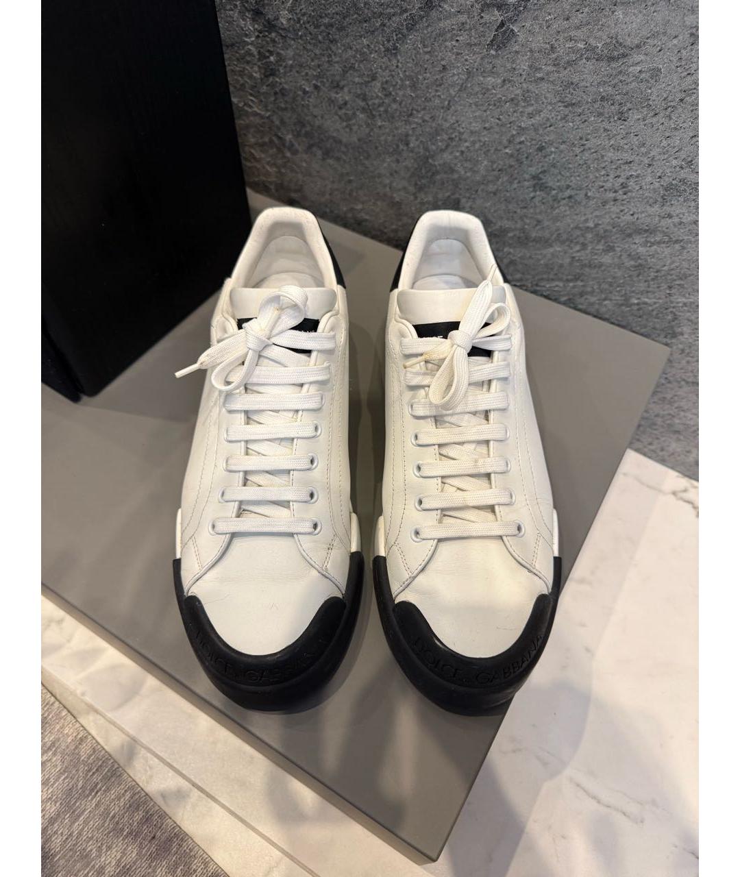 DOLCE&GABBANA Белые кожаные низкие кроссовки / кеды, фото 2