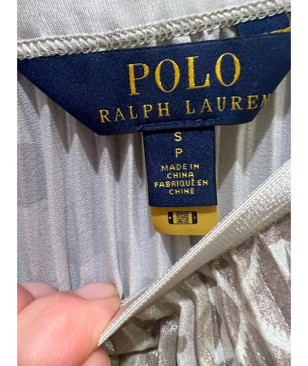 POLO RALPH LAUREN Бежевая полиэстеровая юбка миди, фото 3