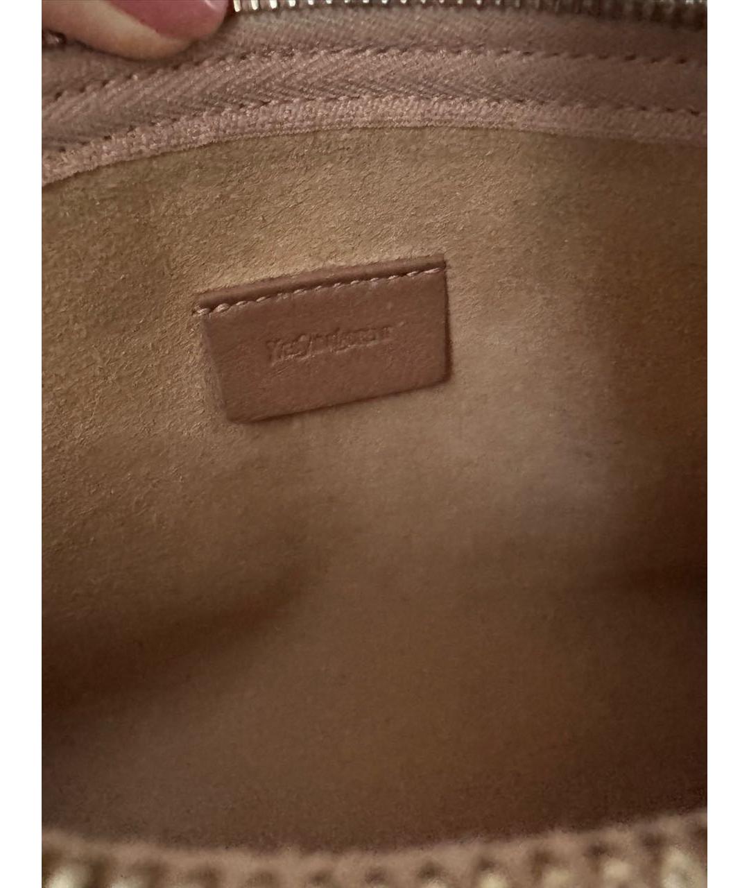 SAINT LAURENT Золотая сумка с короткими ручками из лакированной кожи, фото 7