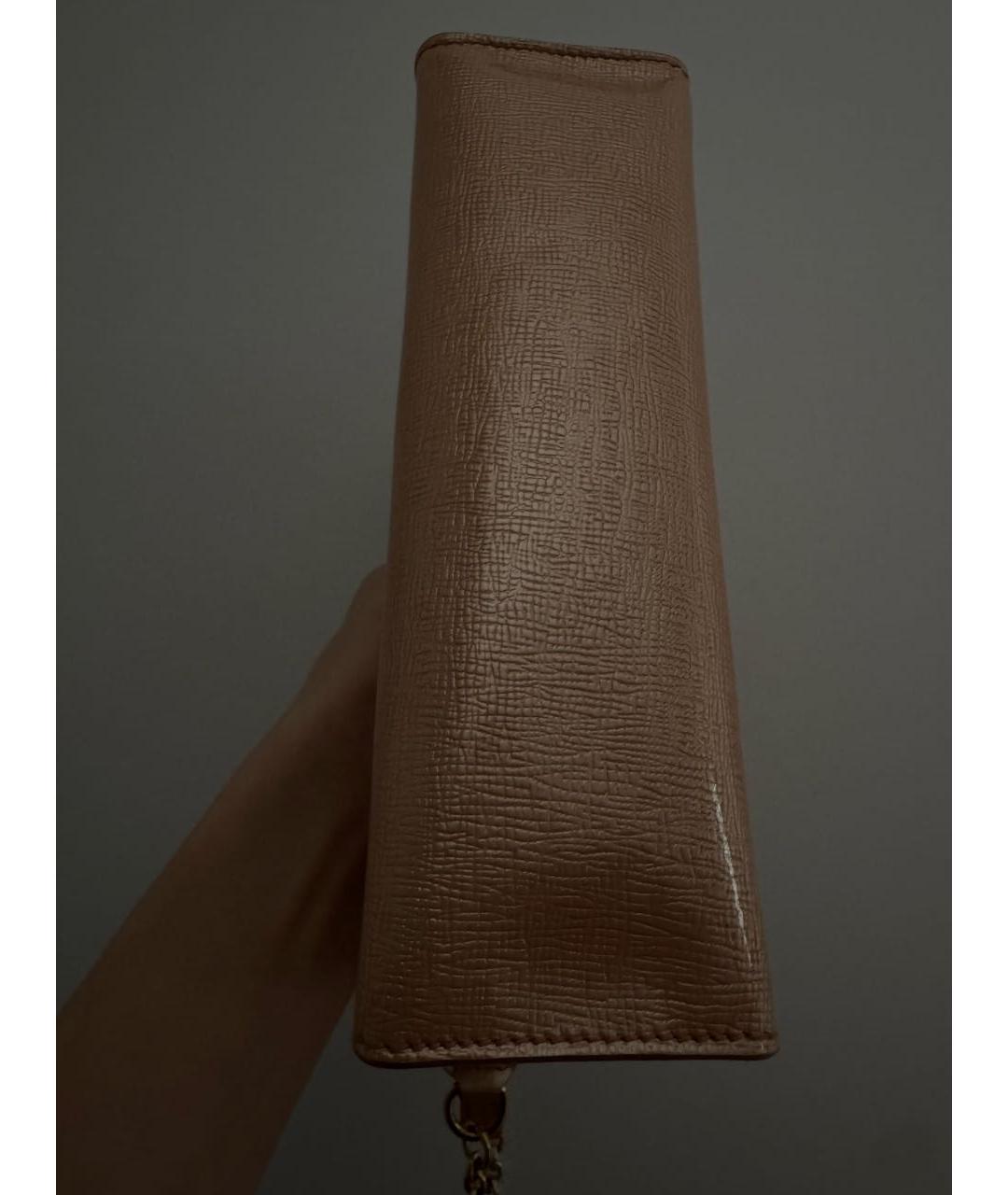 SAINT LAURENT Золотая сумка с короткими ручками из лакированной кожи, фото 4