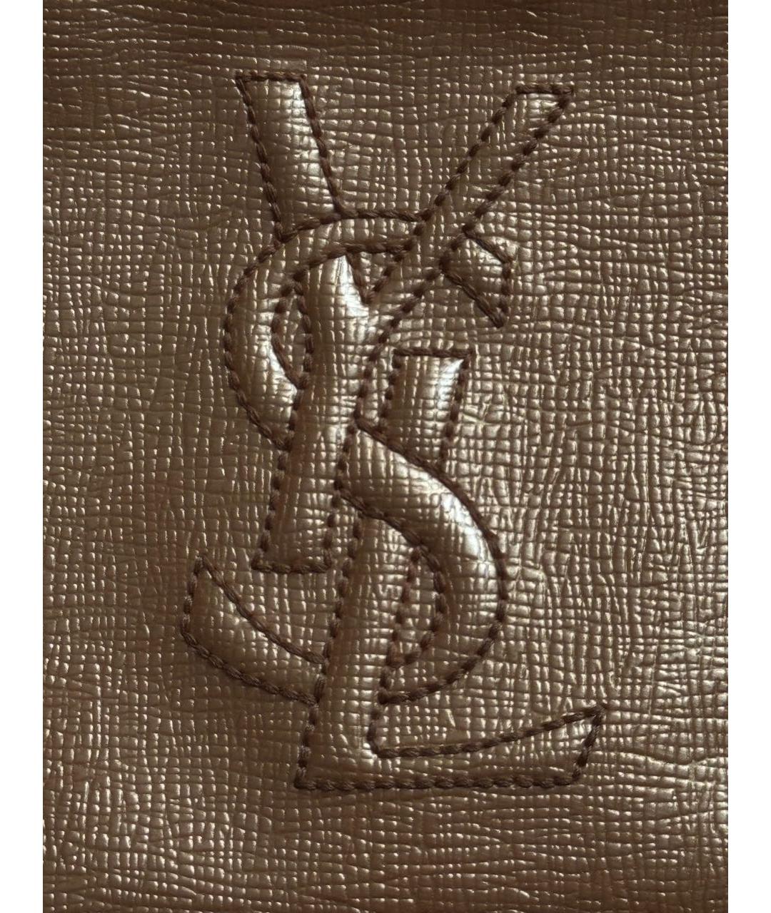 SAINT LAURENT Золотая сумка с короткими ручками из лакированной кожи, фото 3