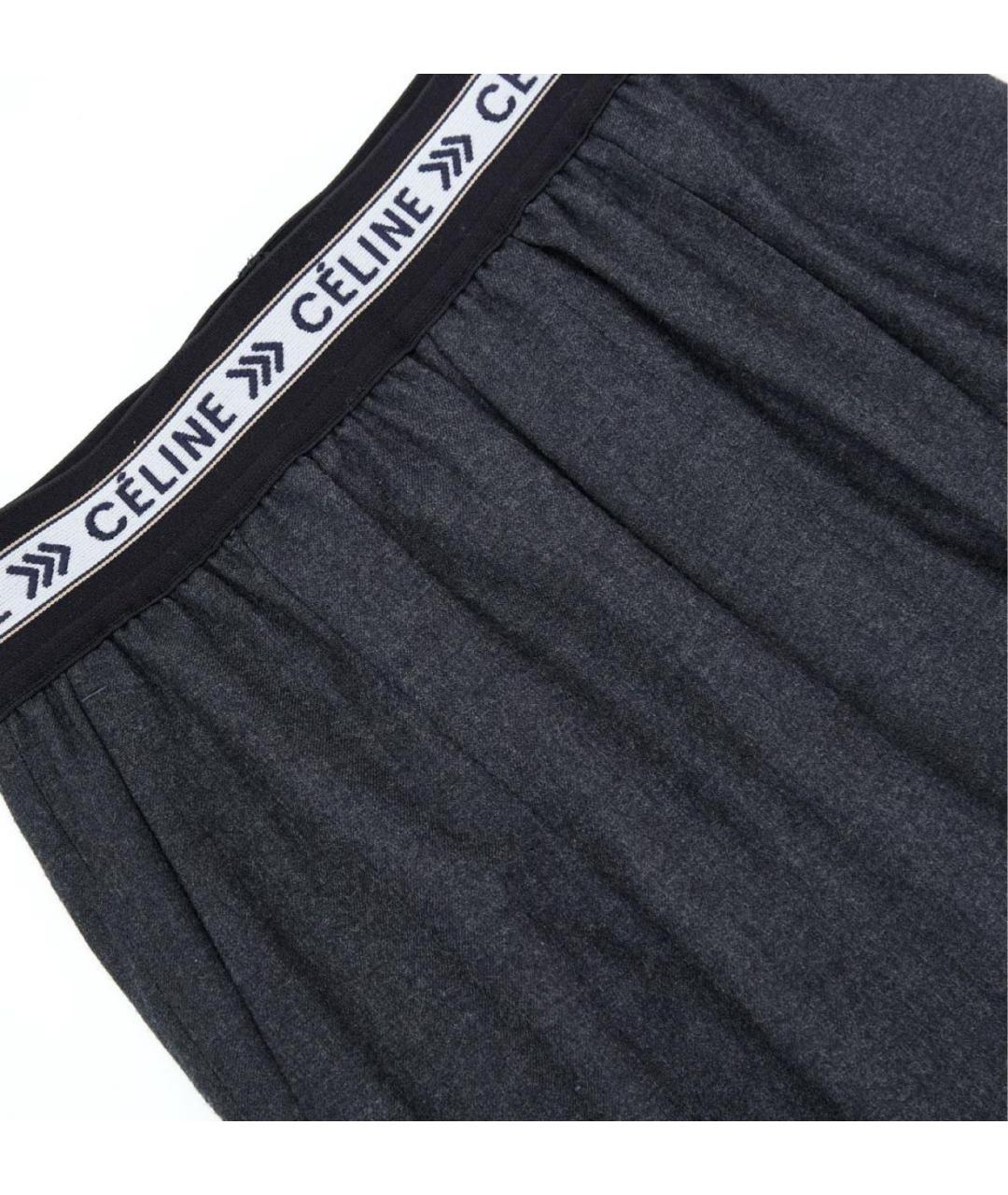 CELINE Антрацитовые шерстяные брюки широкие, фото 3